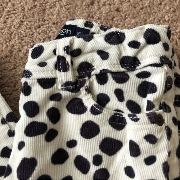 Mini Boden Cow Print Cords Girls 5Y Pants Button Close Zip Fly Black White - Picture 2 of 9